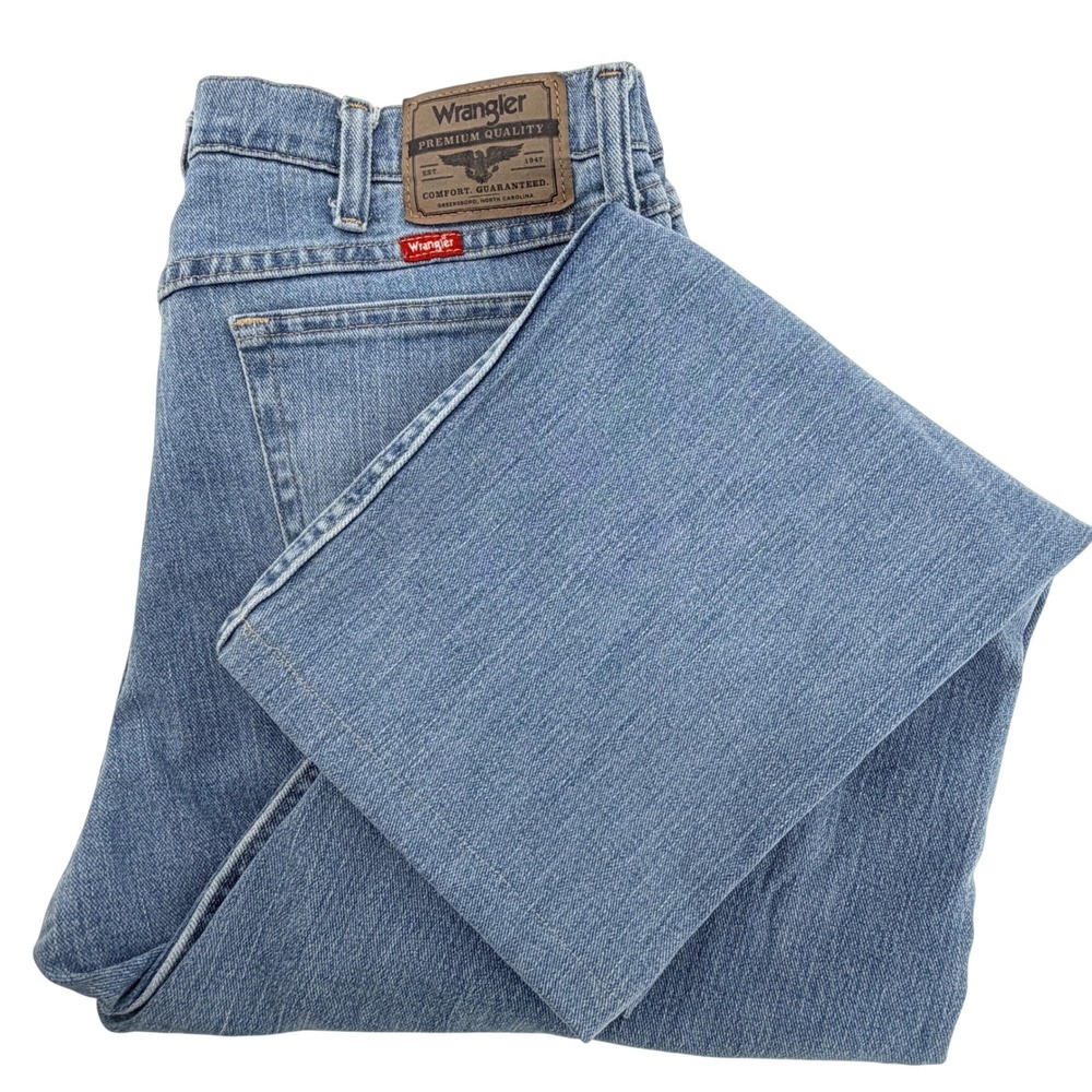 Wrangler Jeans Mens 34x29(hemmed to 27) Light Blue Straight Leg Premium Quality